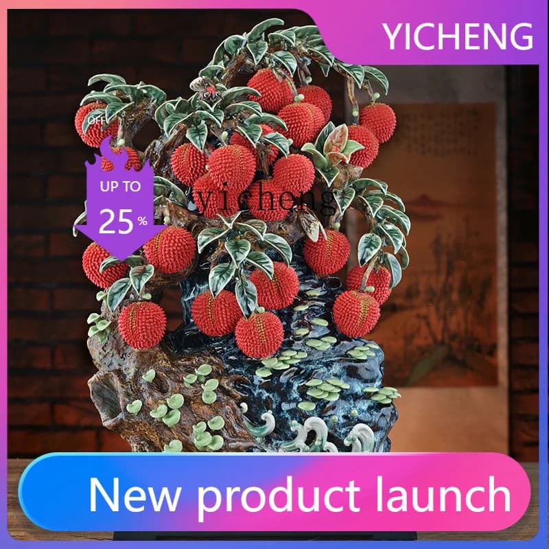 LYY  Lucky Tree Litchi Ceramic Ornament TV Cabinet Living Room High-end Atmospheric Decoration Crafts New Chinese Style