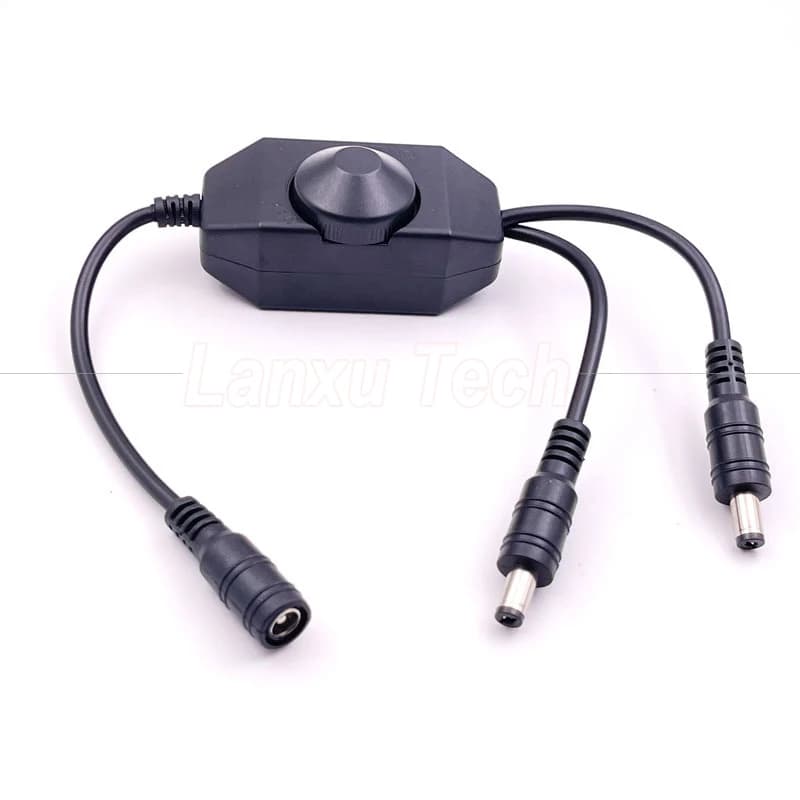 5pcs 12v 1 Female to Splitter 2 Male DC Power on off Rotation Switch Controller LED Dimmer for Lamp