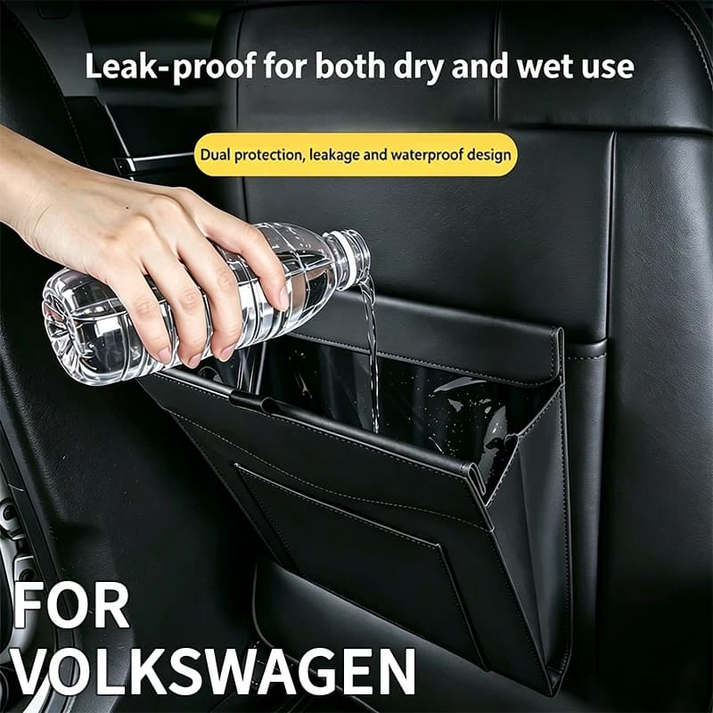Easy Installation Car Trash Bag Front Seat Back Large Capacity Trash Organizer For VW Volkswagen Passat Rline Golf GTI Polo CC