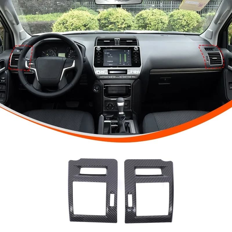2pcs For 2010-2022 Toyota Prado Dashboard Air Vent Frame Air Vent Trim Cover Plate Stickers ABS Car Interior Accessories