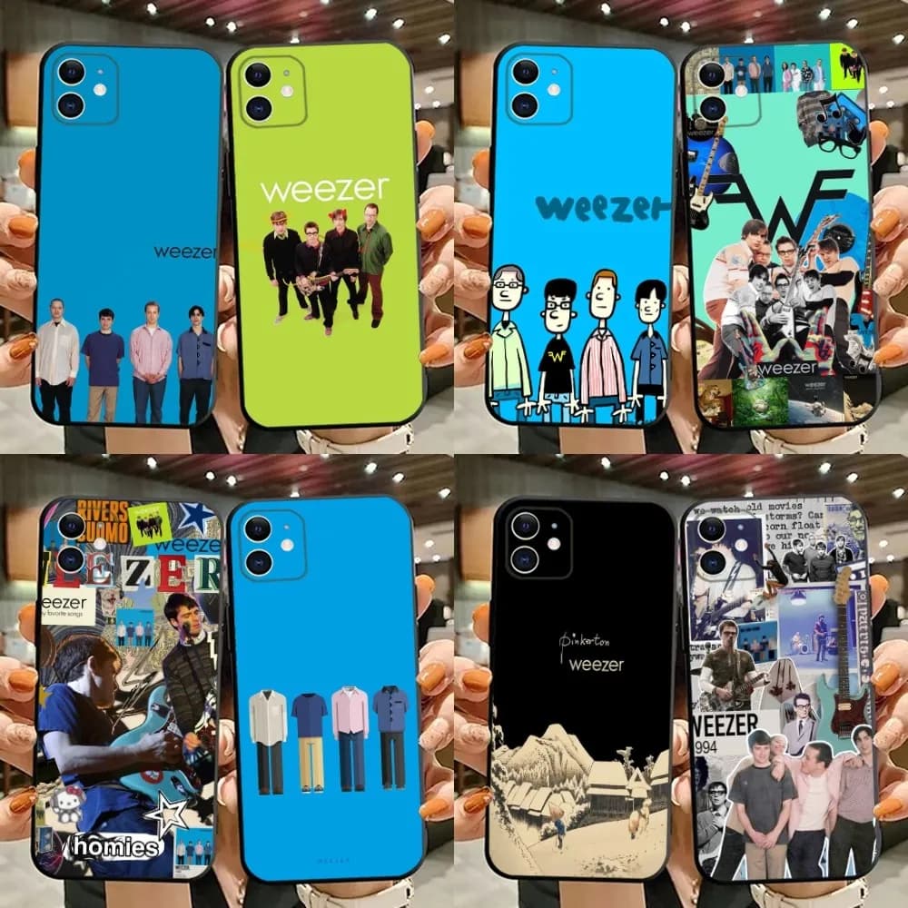 Band W-Weezer Phone Case For iPhone 15,14,13,12,11,Plus,Pro Max,XS,X,XR,SE,Mini,8,7 Soft Silicone Black Cover