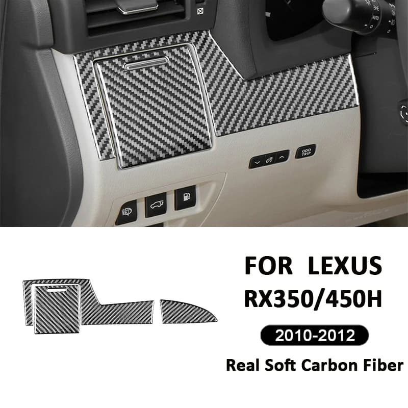 Carbon Fiber Car Drive Instrument Panel Left Trim Panel Decoration Sticker For LEXUS RX350 RX450H 2010-2012 Auto Interior Parts