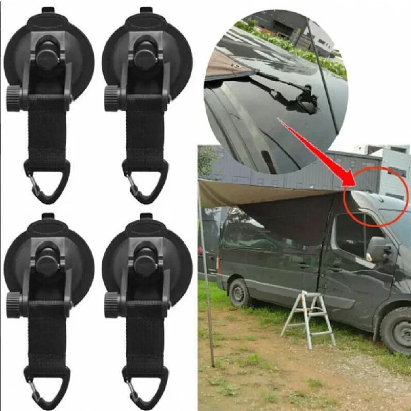 4PCS Car Tent Suction Cups Buckle Side Round/Triangular Awning Anchors Outdoor Camping Tent Suckers Anchor Securing Hook