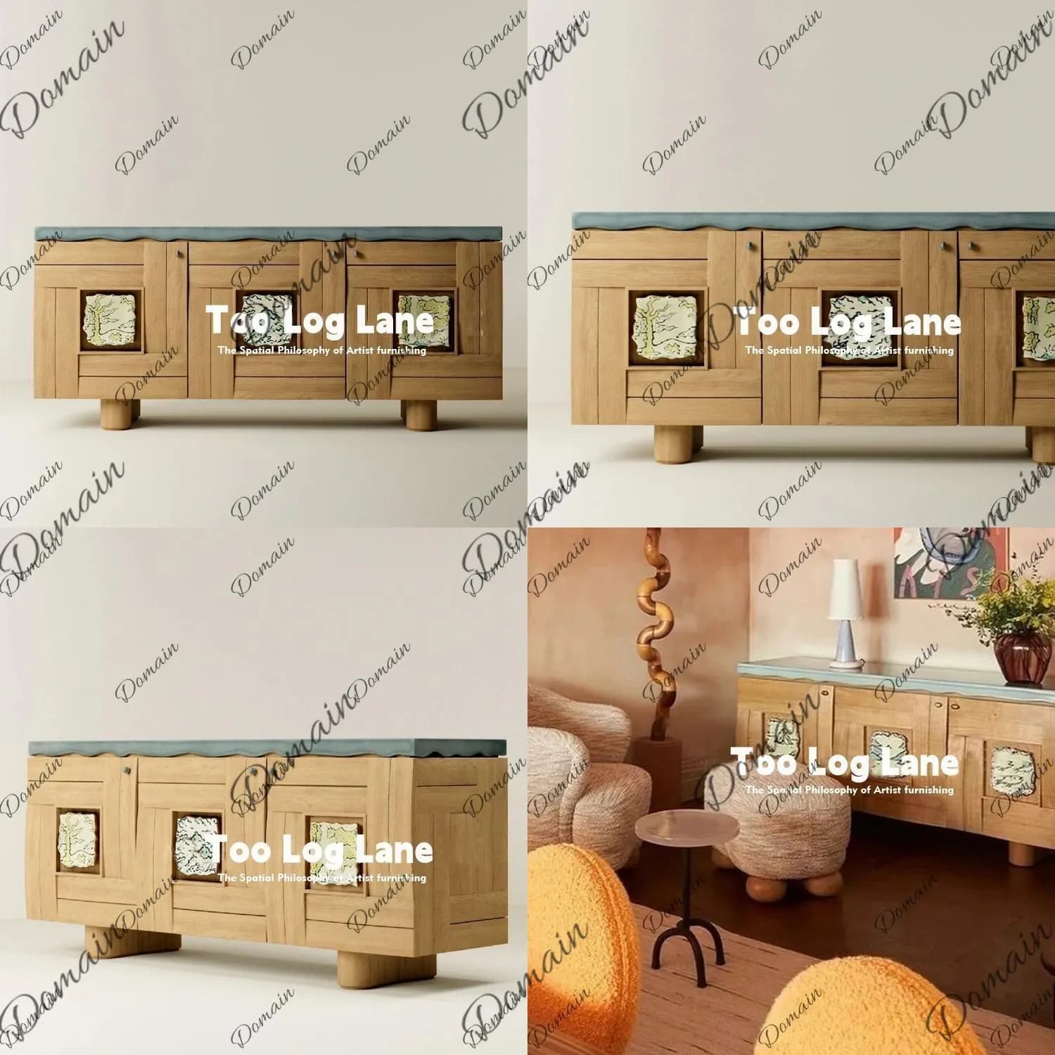 Wabi-Sabi Retro Mid-Century Modular Solid Wood Sideboard Buffet Nightstand Chest TV Cabinet