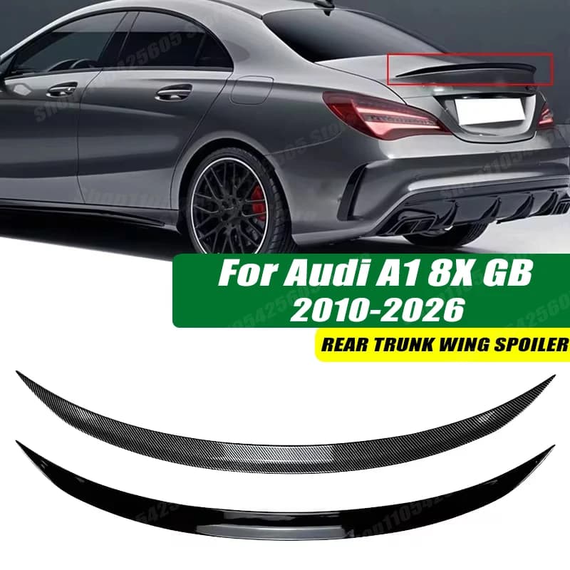 120cm 5D Carbon Look Rear Boot Trunk Spoiler Lip Stick-On Decorative Rear Wing For Audi A1 8X GB 2010-2026