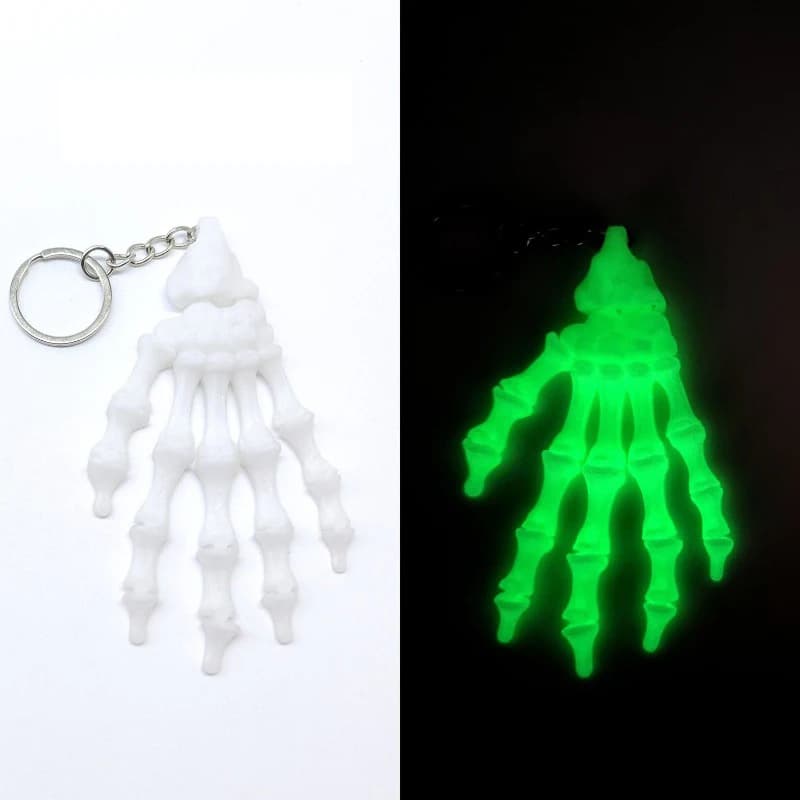 3D Printed Articulated Skeleton Hand Keychain Glow in Dark Gothic Bone Hand Car Key Ring Halloween Pendant Spooky Party Gift