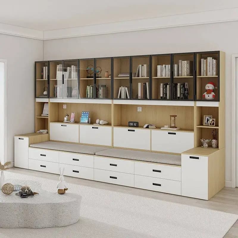 Simple living room bookcase card holder integrated combination, multi-functional sofa cabinet with drawers small apartment