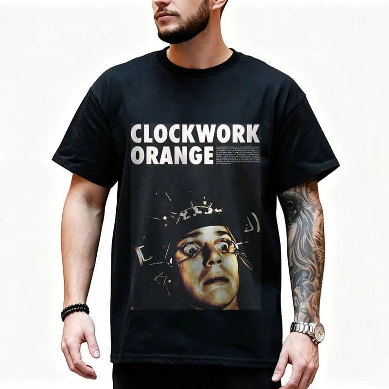 A Clockwork Orange Vintage 90s Graphic T‑Shirt 0907 Dystopian Movie Alex Droogs Print Short Sleeve Punk Gothic Streetwear Tees