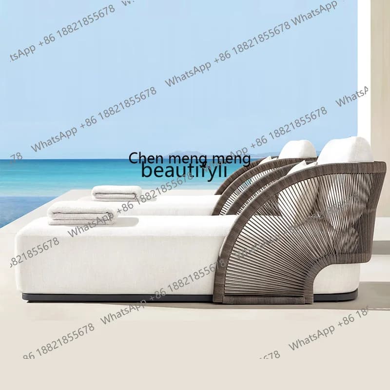E153 Outdoor Rattan Woven Sofa Leisure Homestay Courtyard Villa Open-air Creative Rattan Chair Furniture