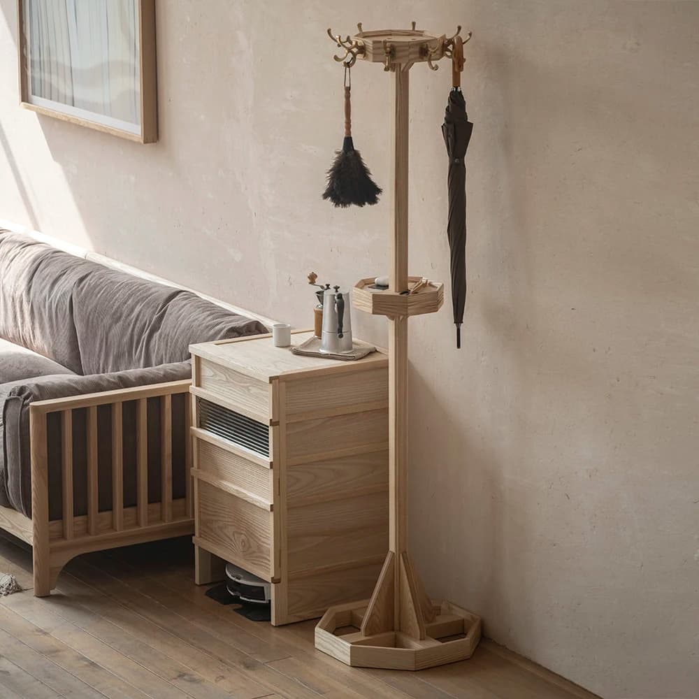 LTT solid wood floor-to-ceiling entrance living room bedroom hanger light luxury minimalist retro exquisite hanger
