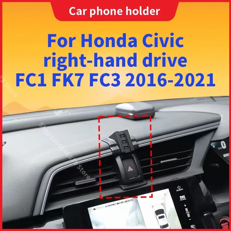 For Honda Civic MK10 Right-hand Drive FC1 FK7 FC3 2016 2017-2021 Mobile Phone Mounts Car Wireless Charging Special Fixed Base