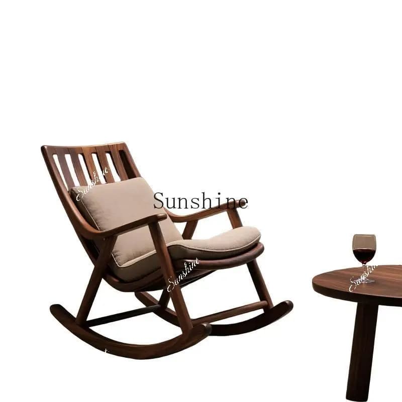 Balcony Minimalist Solid Wood Rocking Chair Home Leisure Single Sofa  FT