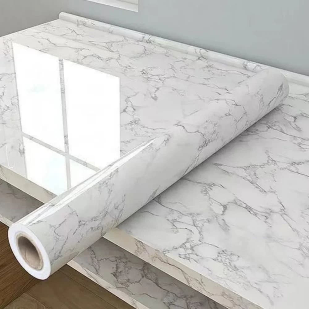 40cm*10m Self-Adhesive Marble Table Sticker Waterproof Oil-Proof Furniture Film Countertop Protective Wallpaper for Kitchen Desk