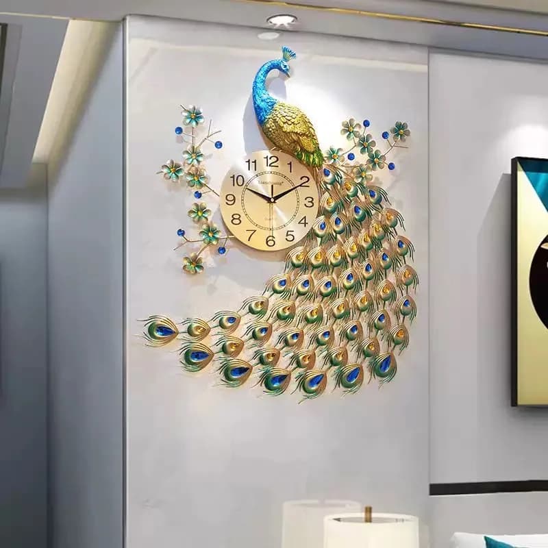 Peacock Wall Clock Living Room Creative Fashion Clock Modern Simple and Elegant Wall Watch Home Silent Quartz Clock
