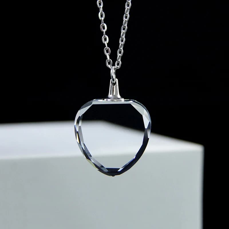 XTOOL Wholesale Blank K9 Shining Heart-shaped Crystal Necklace for 3D Laser Engraving Crystal Glass Pendants With Gift Box