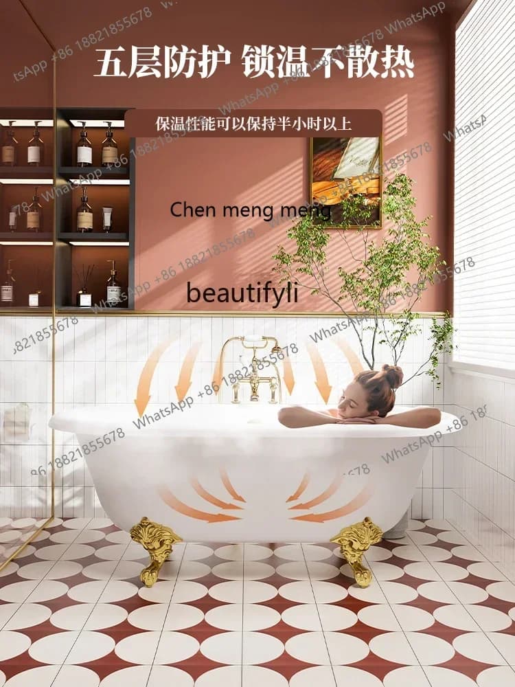 ss cn8350 ss 8350 European-Style Household Cast Iron Enamel Independent Imperial Concubine Bathtub Adult Bath Retro American Cer