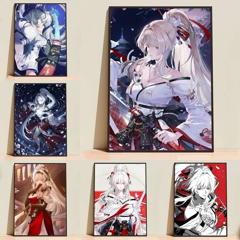 WuWa Ghost Miko H-Hiyuki Poster High Quality Dorm Living Room Aesthetic Wall Decoration Painting Stickers Gift