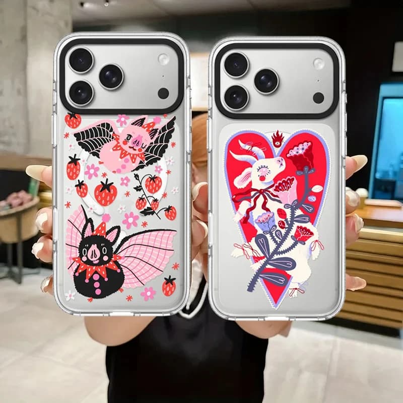 609087 White Border Magnetic Phone Case Cover for IPhone 13 14 15 16 17 18 Pro Max Case