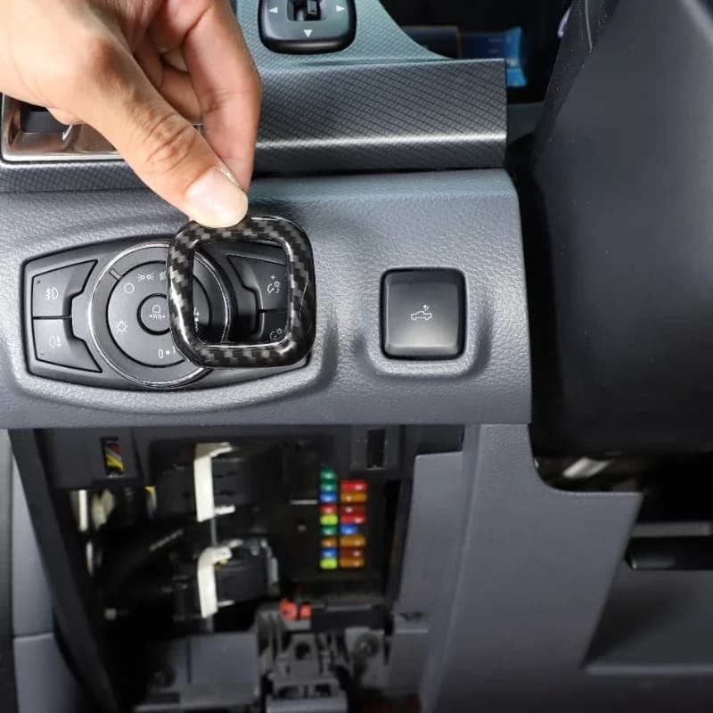 For Ford Ranger Wildtrak T6 T7 T8 2015-2021 ABS Carbon Fiber Car Hood Switch Frame Cover Trim Interior Car Accessories