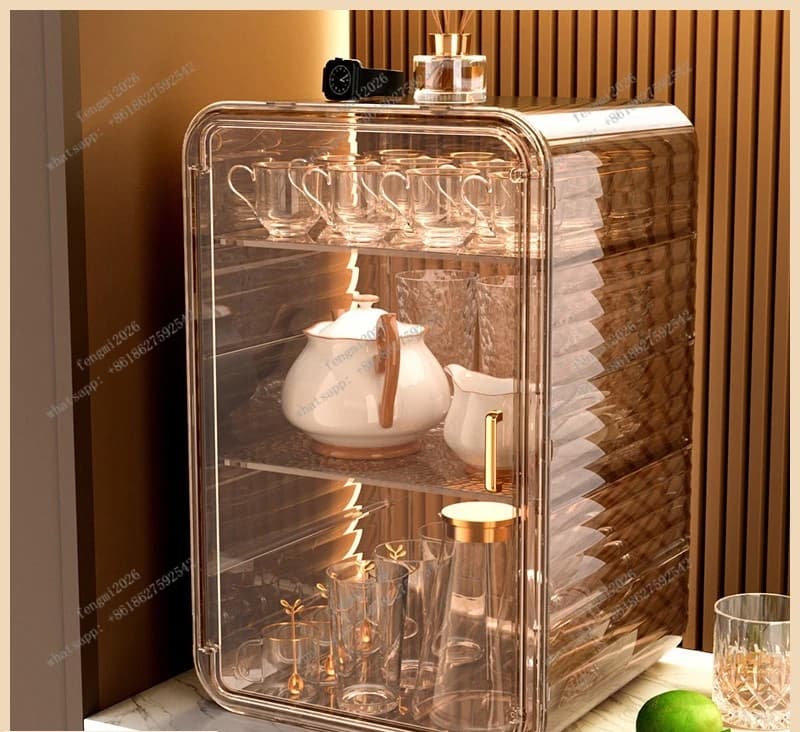Dustproof Cup Storage Box Desktop Mug Tea Cup Organizer Rack for Wine Glass Tea Set