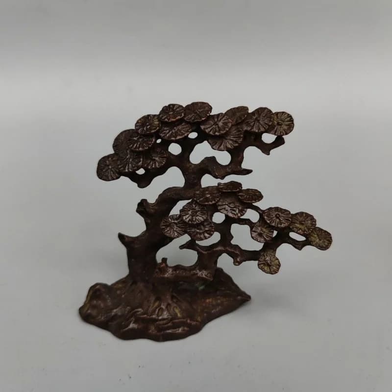 Yingke Pine Alloy Ornament Bogu Rack Tea Table Bonsai Chinese Retro Small Pine Tree Plant Ornament