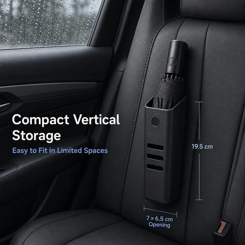 Universal Car Umbrella Holder Wet Folding Umbrella Storage Bucket ABS Organizer with Back Clip for Seat Trunk Home
