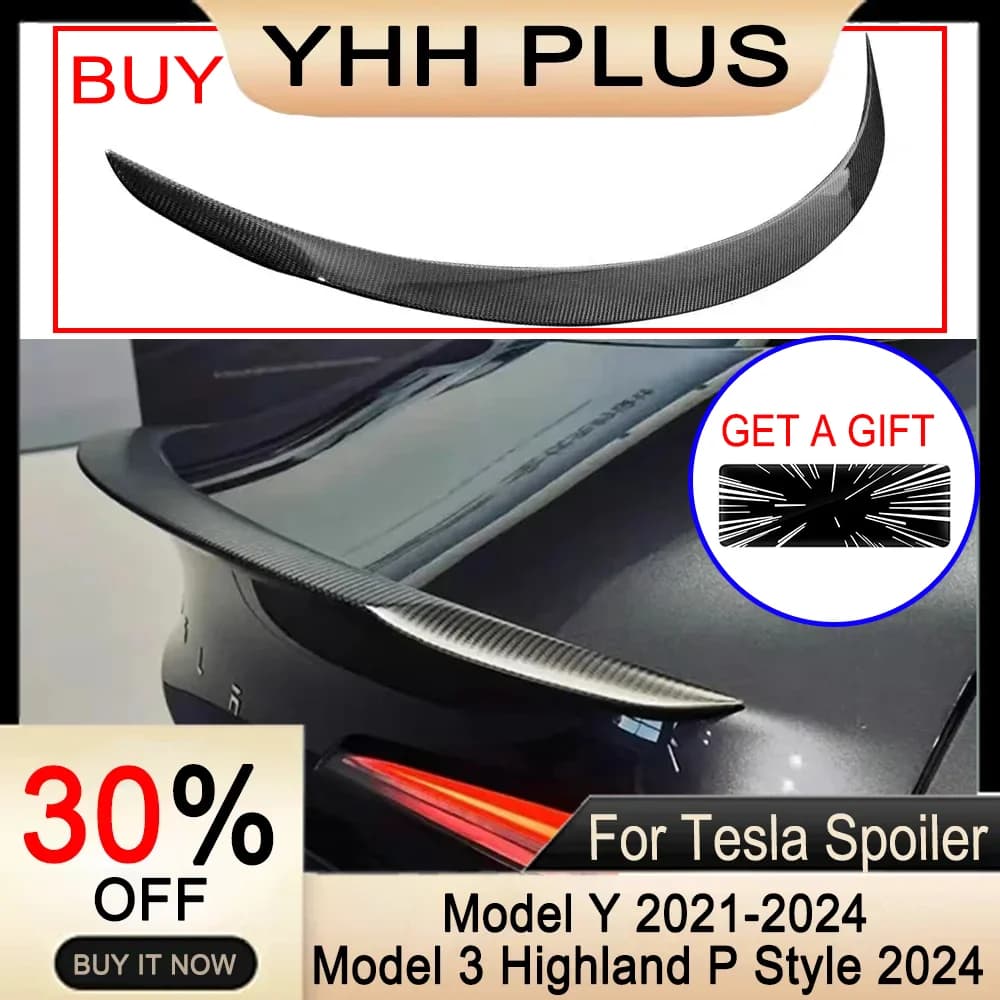 Spoiler Model 3 Highland 2025 100% Real Carbon Fiber ABS For Tesla Model Y Juniper 2021-2026 Accessory Auto Exterior Wings Parts