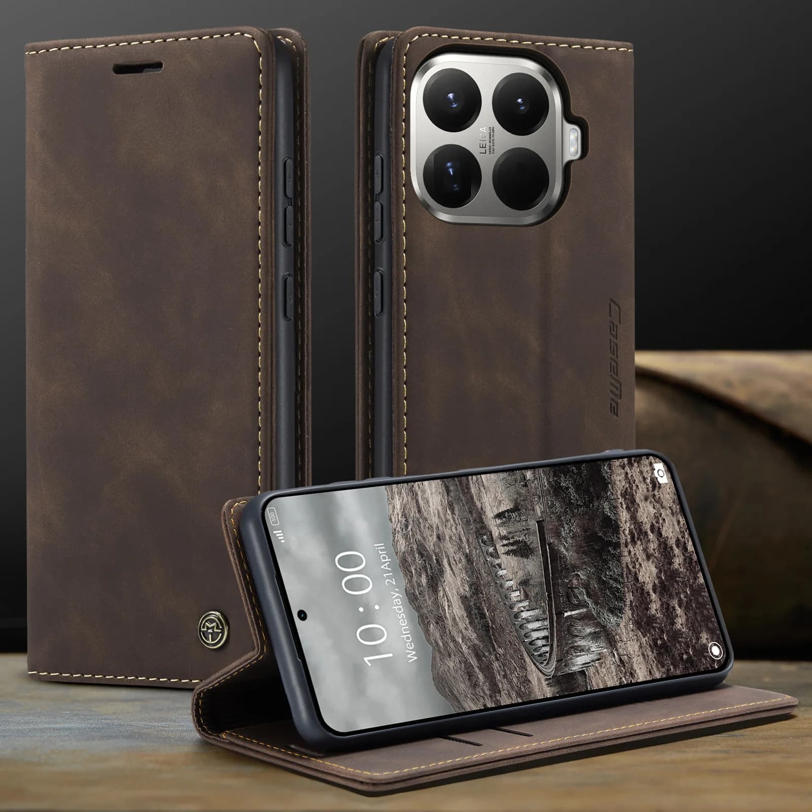 CaseMe-013 For Xiaomi Mi 15T 15T Pro , Book Style Luxury Magnetic Flip PU Leather Wallet Case Card Slots Holder Cover Protection
