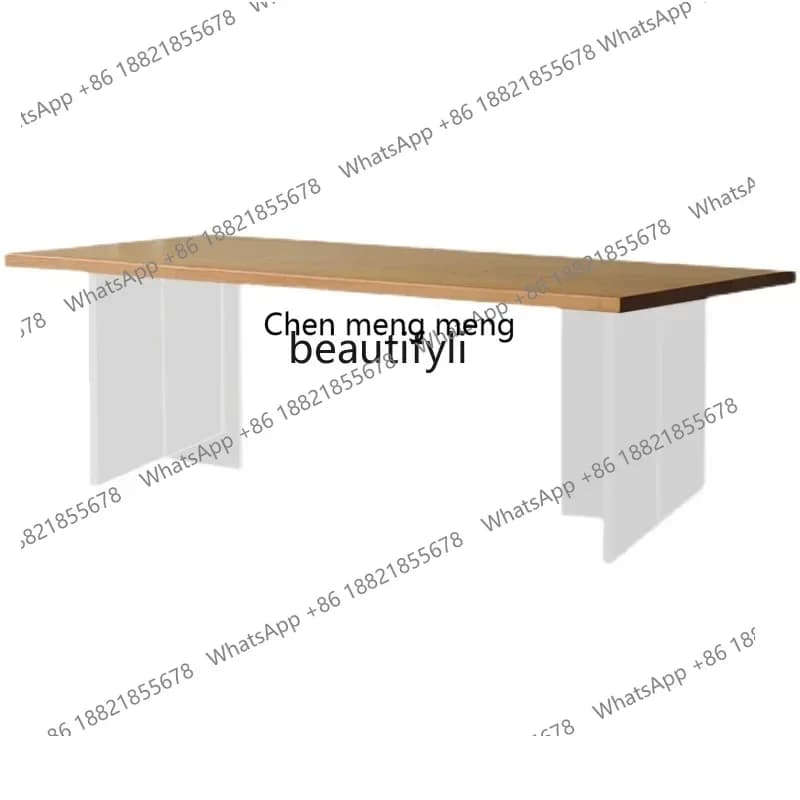 xz1Acrylic Suspended Dining Table Light Luxury Solid Wood Desk Creative Desk Log Large Board TableK182