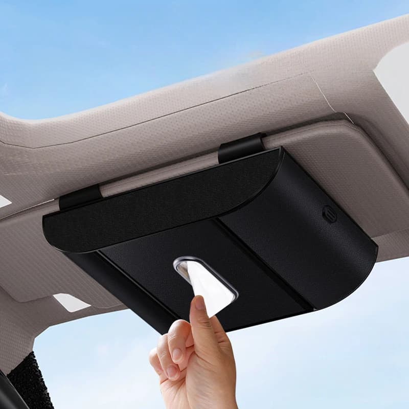 Car Sun Visor Tissue Box Holder 2 In 1 Eyeglass Storage Organizer Sunshade Press Sunglasses Pocket Holder Hanging Tissue Case