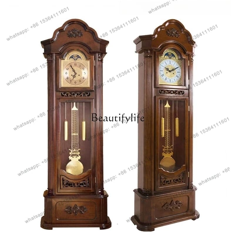 56Solid wood mechanical timepiece, watch, copper movement, old-fashioned clockwork pendulum clock
