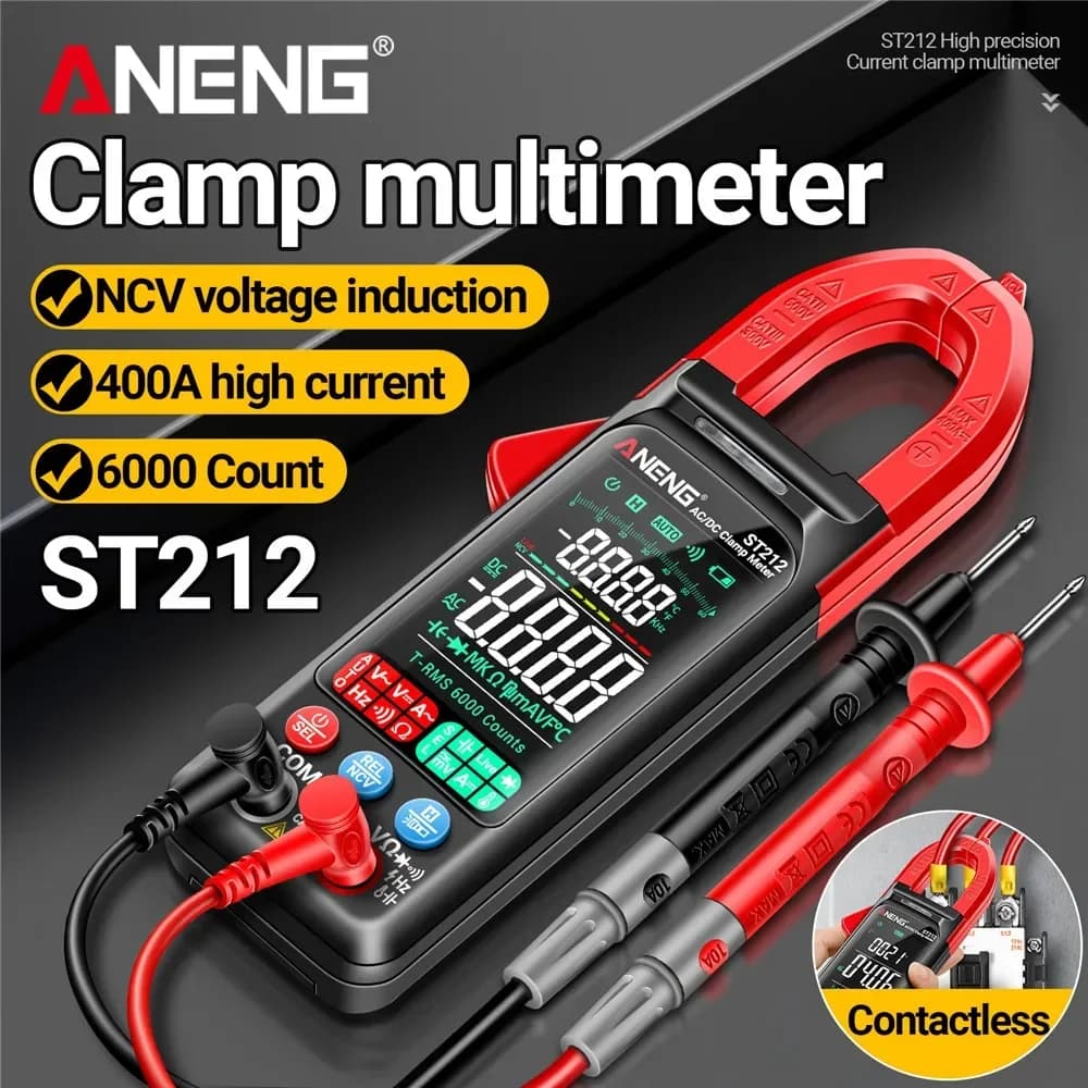 ANENG ST212 DC/AC Current Digital Clamp Meter 6000 Counts 400A Amp Multimeter Large Color Screen Voltage Tester Car Hz NCV Ohm