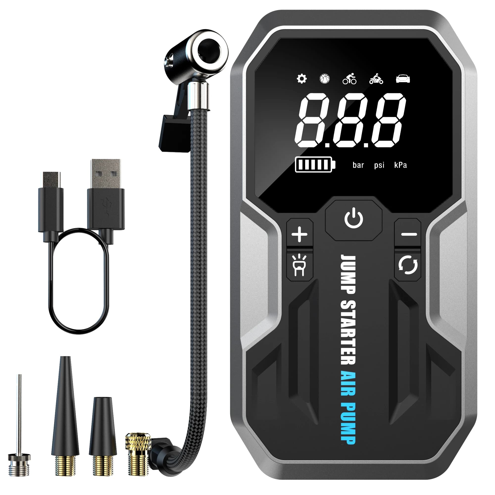 Arrancador De Bateria Para Automovily Compresor Jump Starter Portable 150PSI Inflador De Neumaticos Portatil Power Bank