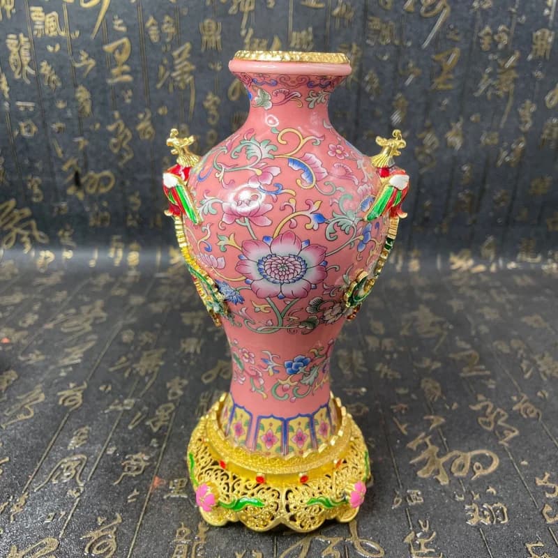 New Handicrafts Ancient Style Floral Painted Double Phoenix Gilded Hollow Base Ornament Handicraft Ornament