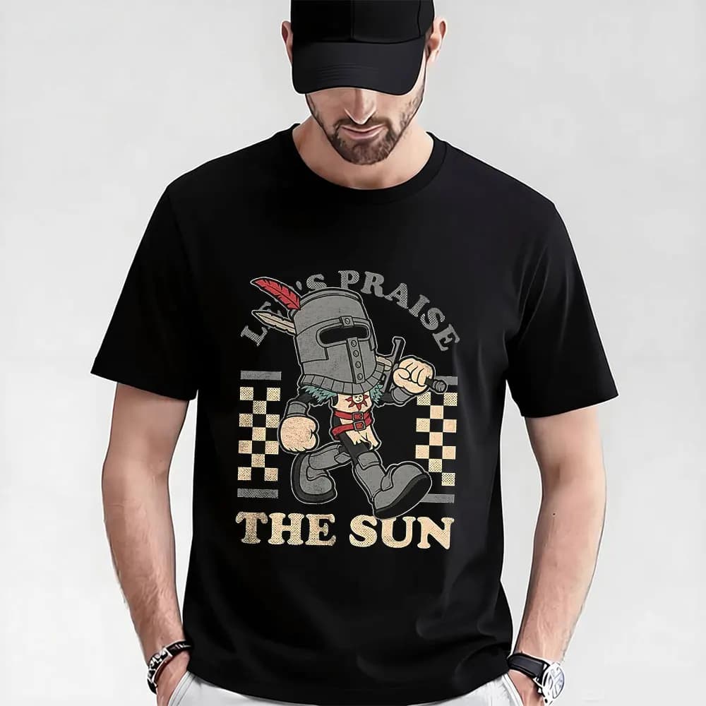Dark Souls Praise the sun Gift T-shirt 0604 The Knight Solaire Graphic clothes Short Sleeve Retro Game Tee US Size Tops S-6XL