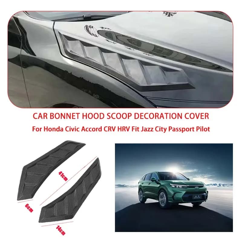 2 Pcs Gloss Black For Honda Hood Vents Bonnet Cover Rubber Front Bonnet Vent car decorations