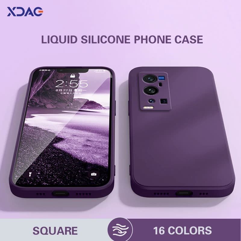 Pure Color Phone Case for VIVO X60 Pro X60Pro Plus Pro+ 5G 6.56" V2056A V2047 Liquid Square Soft Silicone Original Protect Cover