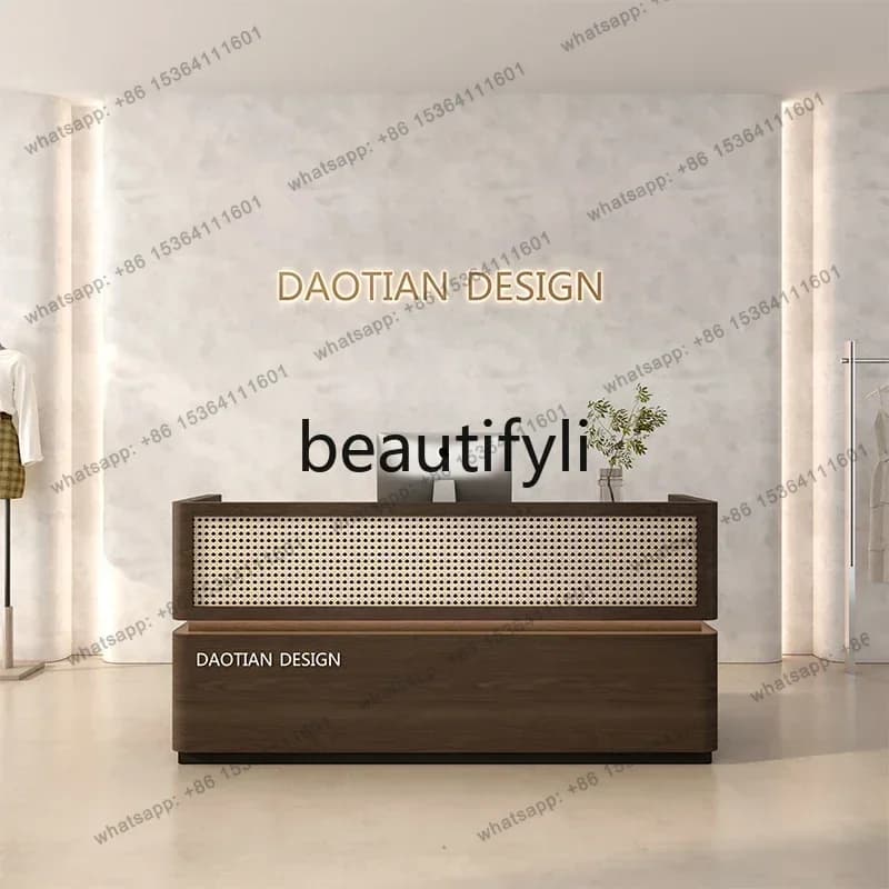 D30Rattan wabi-sabi wind, cashier, Chinese tea restaurant, health center, beauty salon front desk