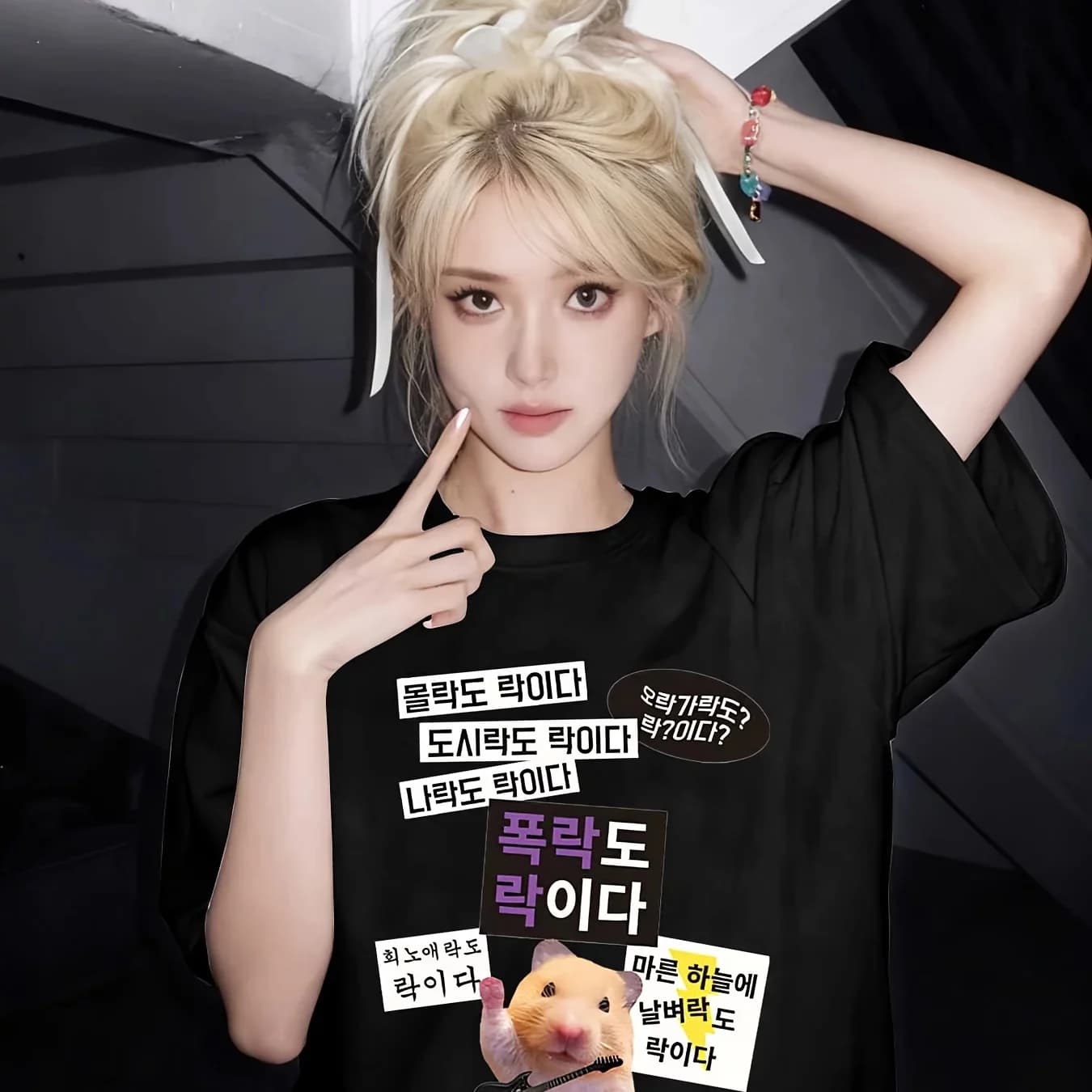 Funny Cute Hamster Meme T Shirt Korean Style Graphic Streetwear Harajuku Casual Tops Men's Clothing Women's 2026 Summer T Shirt