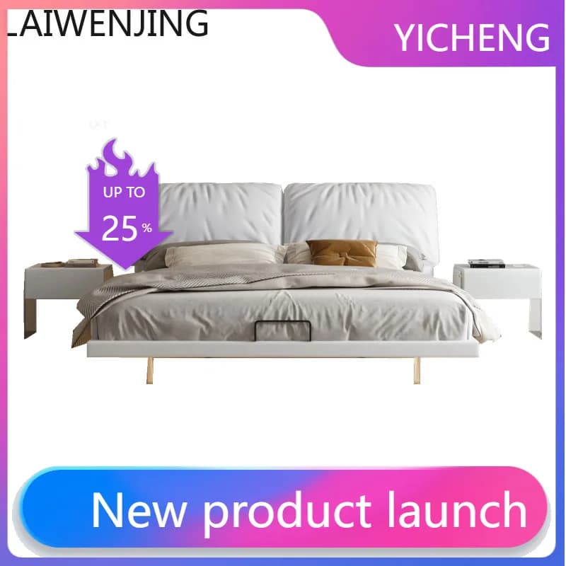 LYY  Light Luxury Floating Bed Double Master Bedroom Italian Minimalist with Sensor Bed