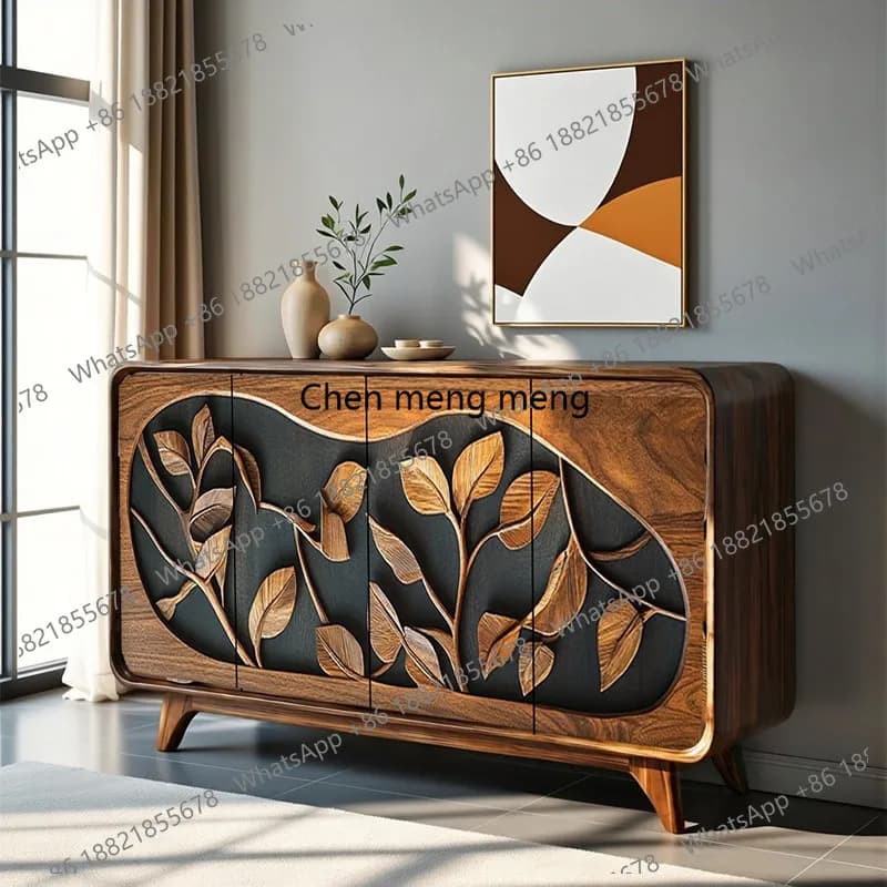 Medieval shoe cabinet entrance entrance, modern living room decoration, sofa side cabinet