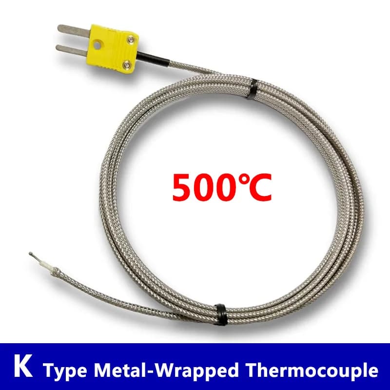 K Type Metal Wrapped Durable and High Temperature Resistant Thermocouple Sensor Probe for Oven and Furnace with Temperature Rang