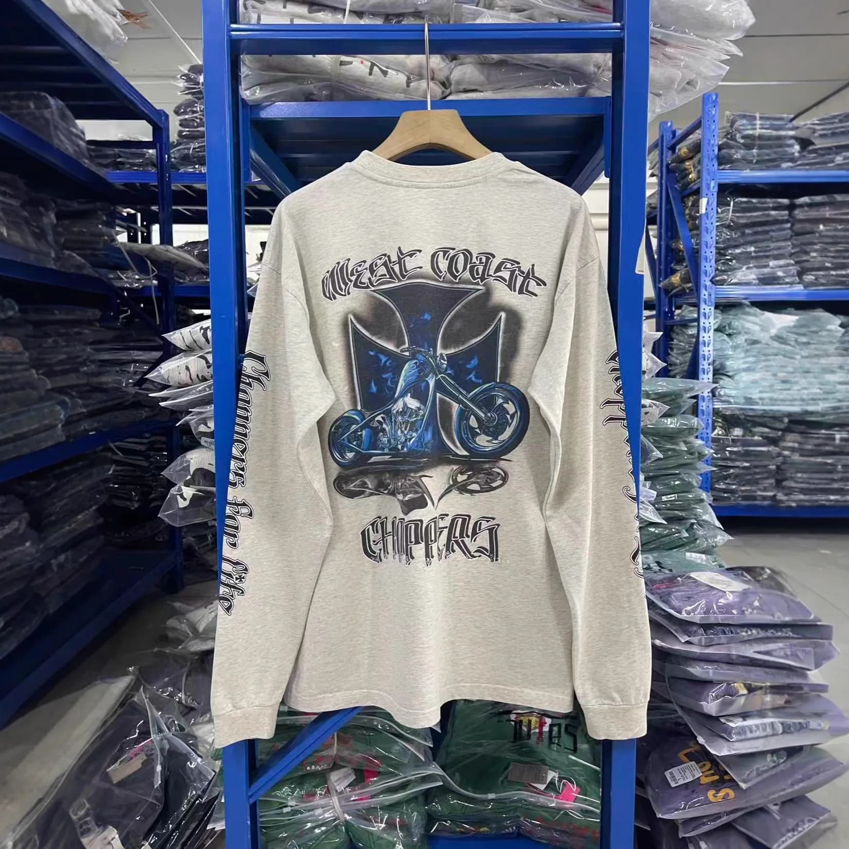 Weat Coast Choppers 26SS "Smoke Bike Limited Edition" Washed Vintage Style Multi-Purpose Long-Sleeved T-Shirt