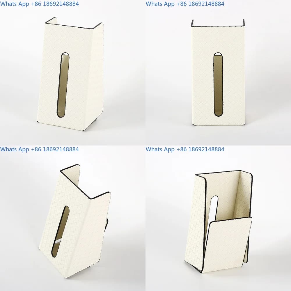 Woven Texture Vertical Tissue Box Holder Leather Style Living Room Hotel Decor Accessory