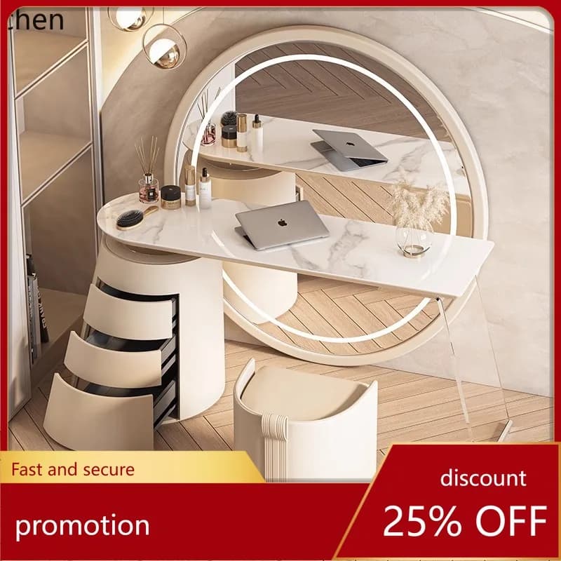 HXL Dressing Table Bedroom Minimalist Full-length Mirror Storage Integrated Makeup Table