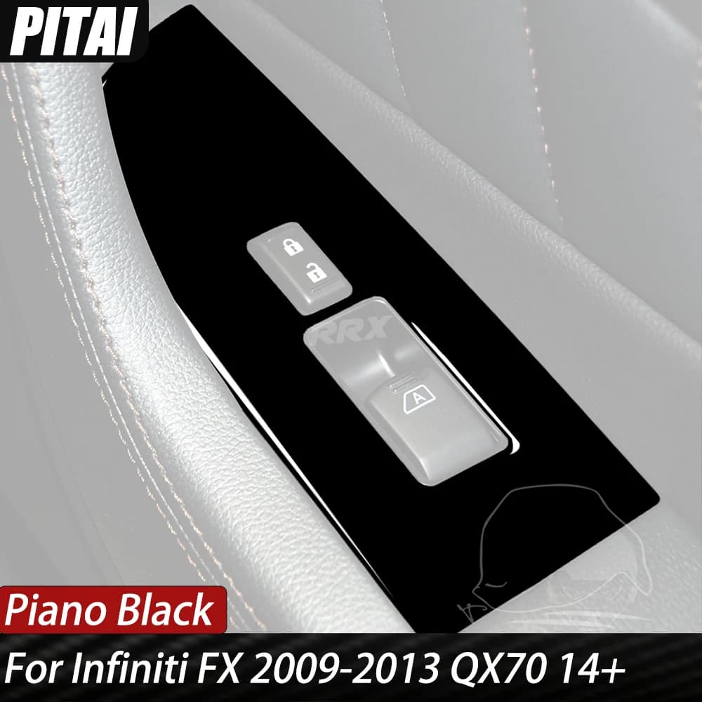 For Infiniti FX 2009-2013 QX70 14+ Piano Black Window Lift Control Panel Trim Strips Car Interior  decoration Sticker