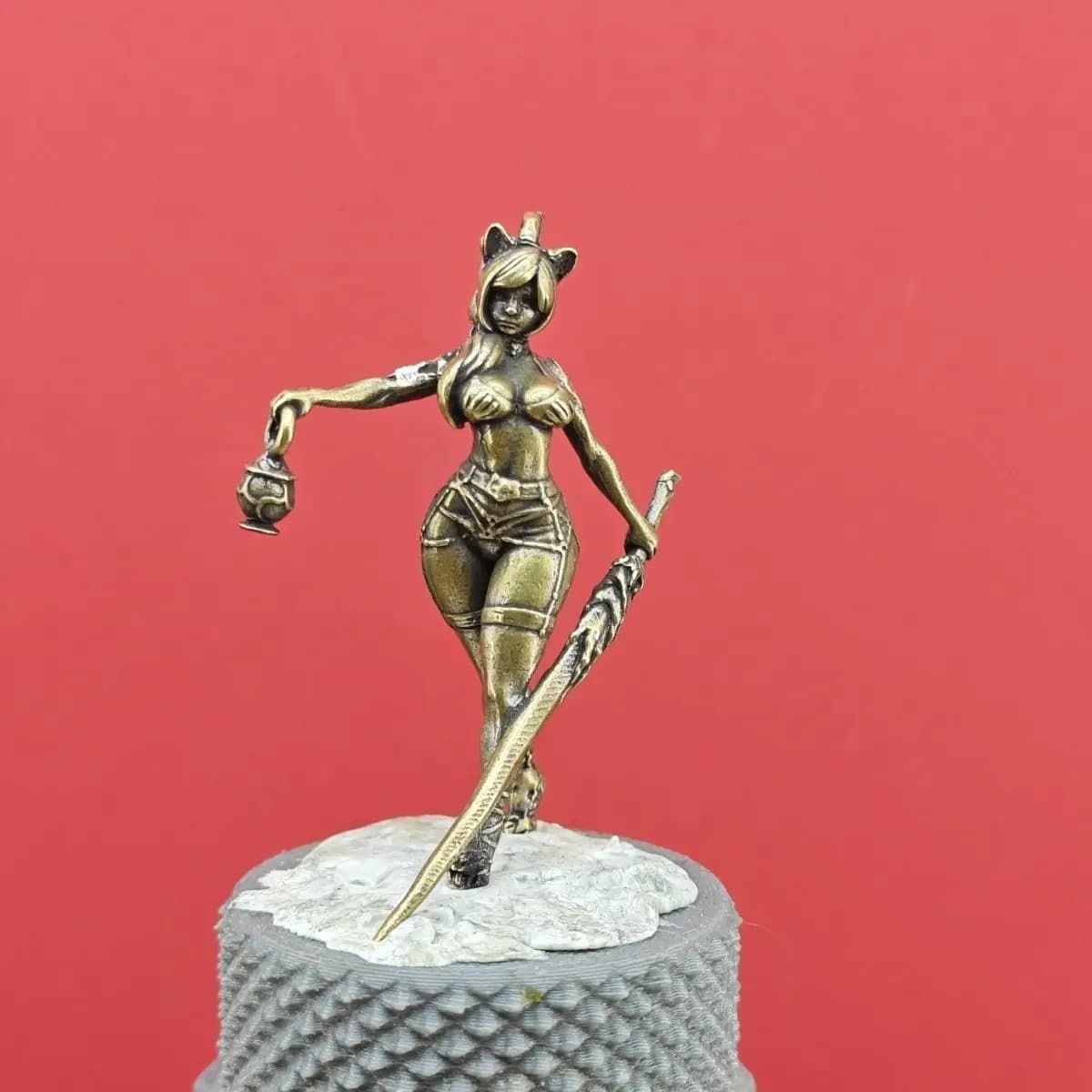 Brass Miniature Girl Figurine Home Decoration Ornament Collectible Model Statue Desk Decor Vintage Crafts