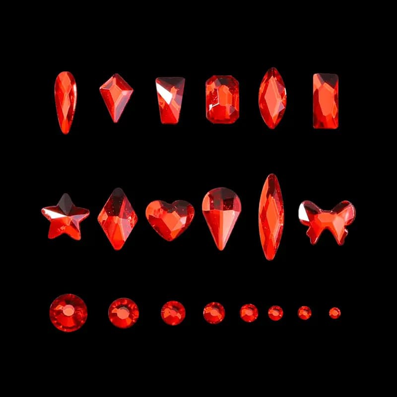21-Grid 3D Shiny Nail Rhinestone Set Flat & Irregular Glass Crystal Diamond DIY Nail Art Decoration
