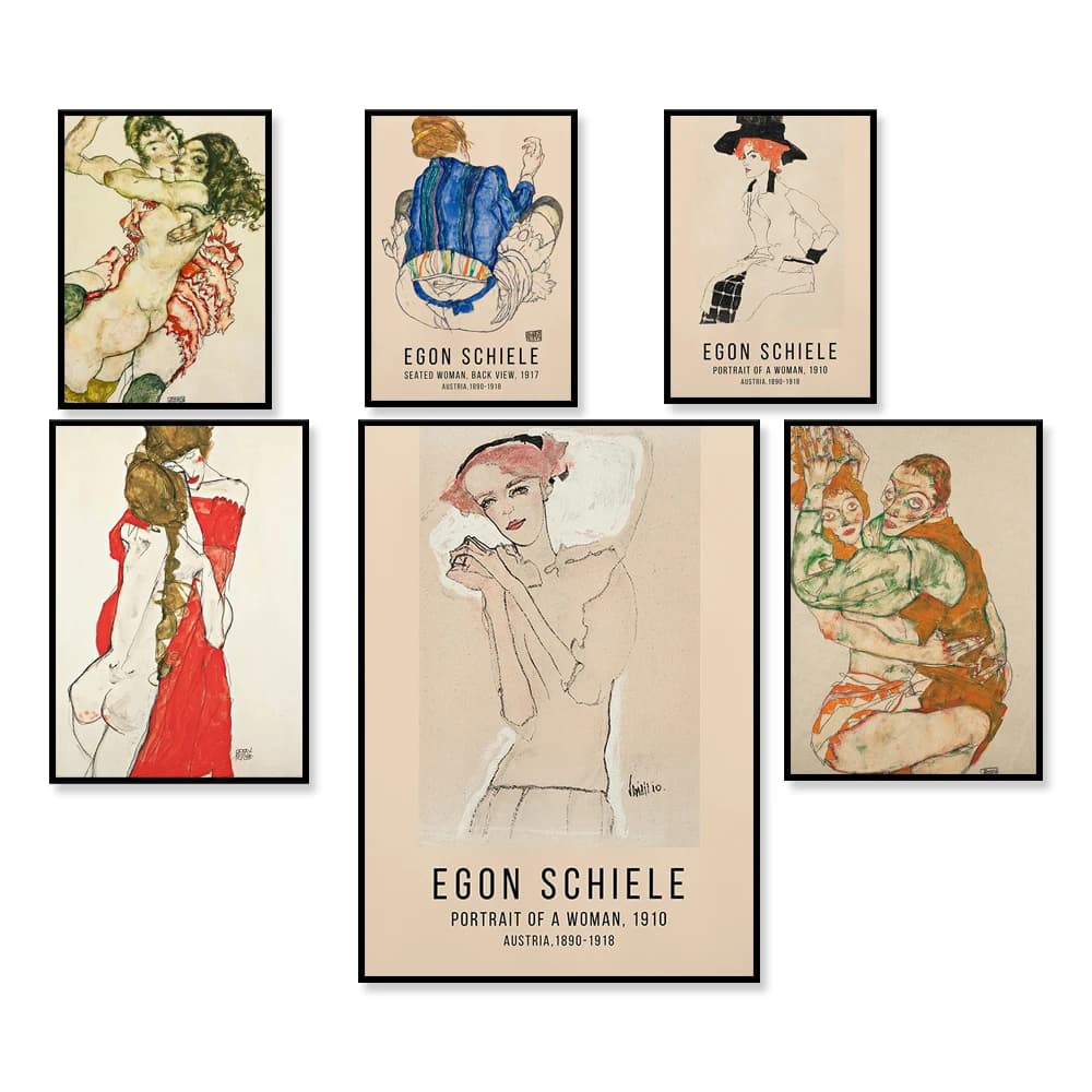 Egon Schiele - Dancer, Egon Schiele Poster Exhibition Print Sketch - Vintage Paintings - Gifts ideas for Art Lover for Him / Her