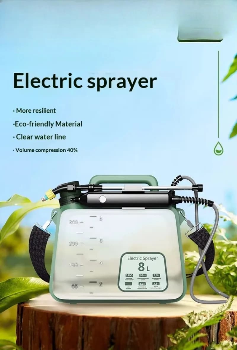 Folding Electric Sprayer 8L Capacity Orange/Green Fully Automatic Household & Agricultural Pesticide Applicator